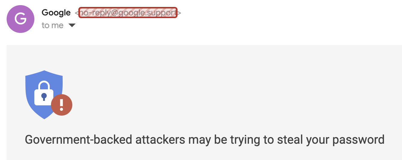 Email screenshot showing Cabana highlighting a phishing sender address.